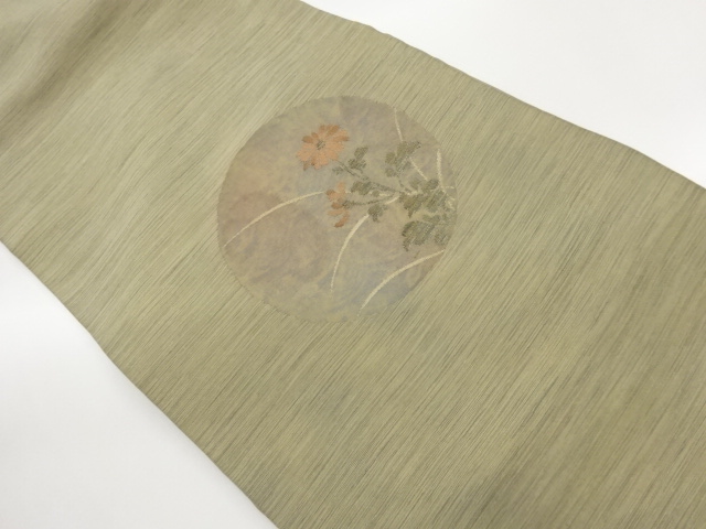 JAPANESE KIMONO / MARUBUN / FLORAL / LEAF PATTERNS / WOVEN- NAGOYA OBI